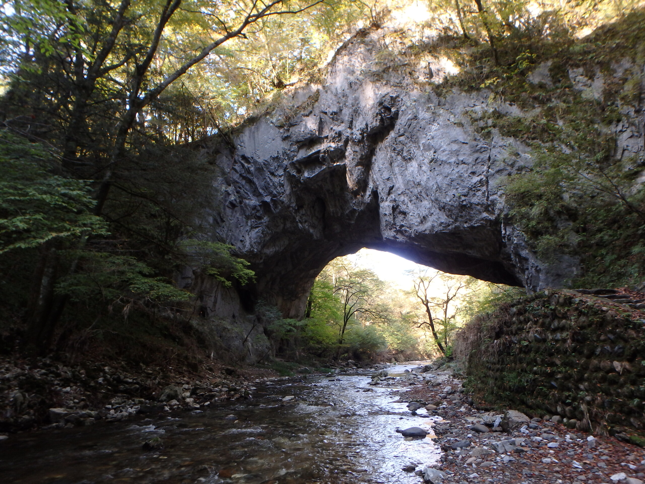 帝釈峡の石灰岩の天然橋・雄橋
